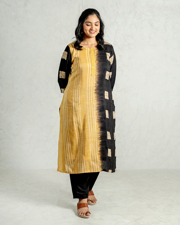 Brown Natural Dyed Viscose Linen Kurta Set