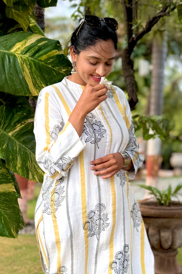 White Block Printed Organic Cotton Co-Ord Set