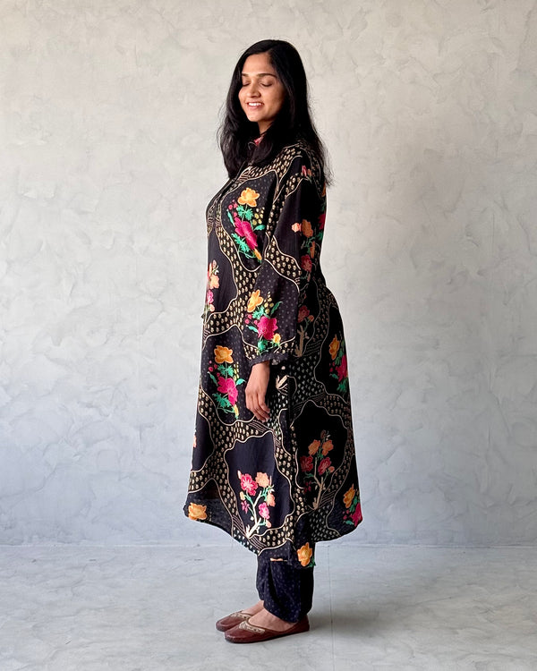 Black Linen Kurta Pant set