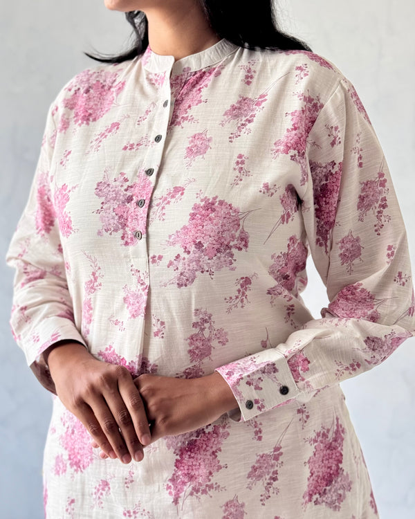 White Pure Cotton Linen Kurta Set