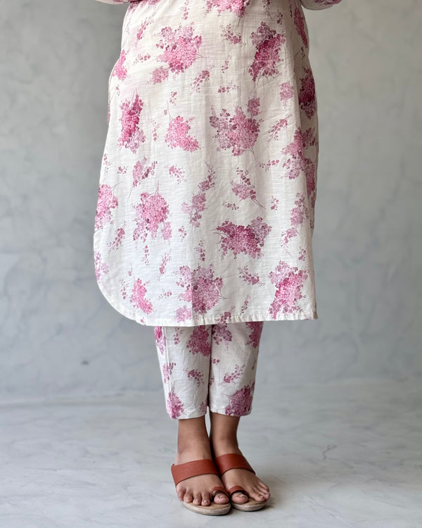 White Pure Cotton Linen Kurta Set