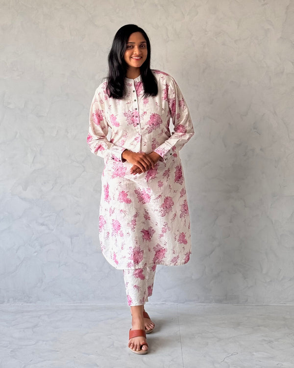 White Pure Cotton Linen Kurta Set