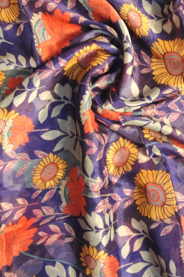 Purple Floral Pure Chiffon Chinnon Fabric