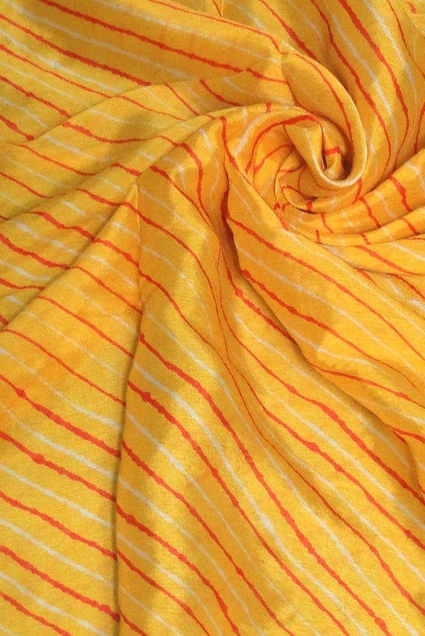 Yellow Lehriya Print Pure Chiffon Chinnon Fabric