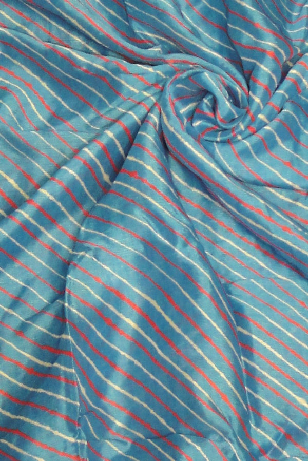 Blue Lehriya Printed Pure Viscose Chiffon Chinnon Fabric