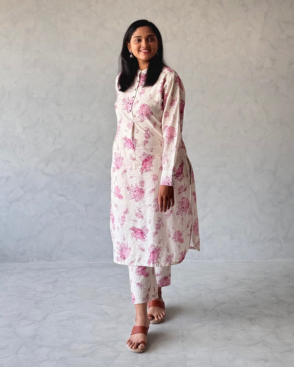 White Pure Cotton Linen Kurta Set