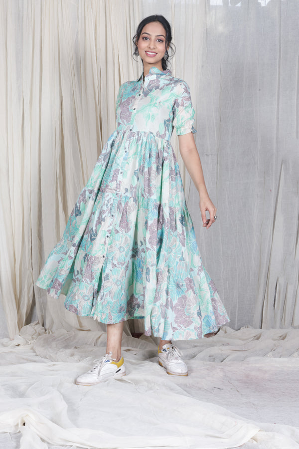 Blue Marble Cotton Mull Dress