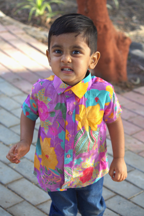 Baagh - Floral Printed Viscose Silk Shirt for Boys