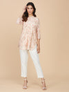 Pink Floral Printed Chanderi Silk Top