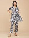 Black Floral Printed Cotton Mull Co-Ord Set