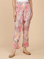 Pink Floral Printed Cotton Mull Dress with Pant - Set of 2