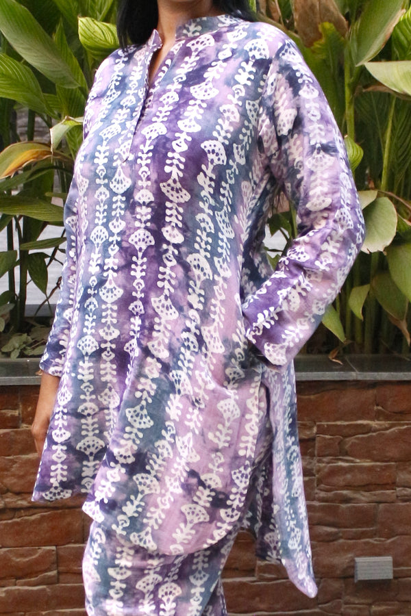 Lilac Pure Organic Cotton Batik Printed Co-Ord Set - Set of 2