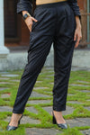 Black Pure Viscose silk Embroidered Kurta With Pant Set