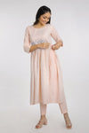 Baby Pink Hand embroidered Cotton Dress