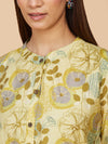 Green Printed Pure Chanderi Silk Short Top