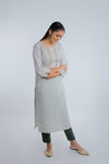 Light Green Sequence Embroidered Straight Cotton Kurta