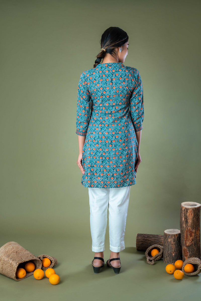 Fadat Hand Block Printed Indigo Natural Dyed Top