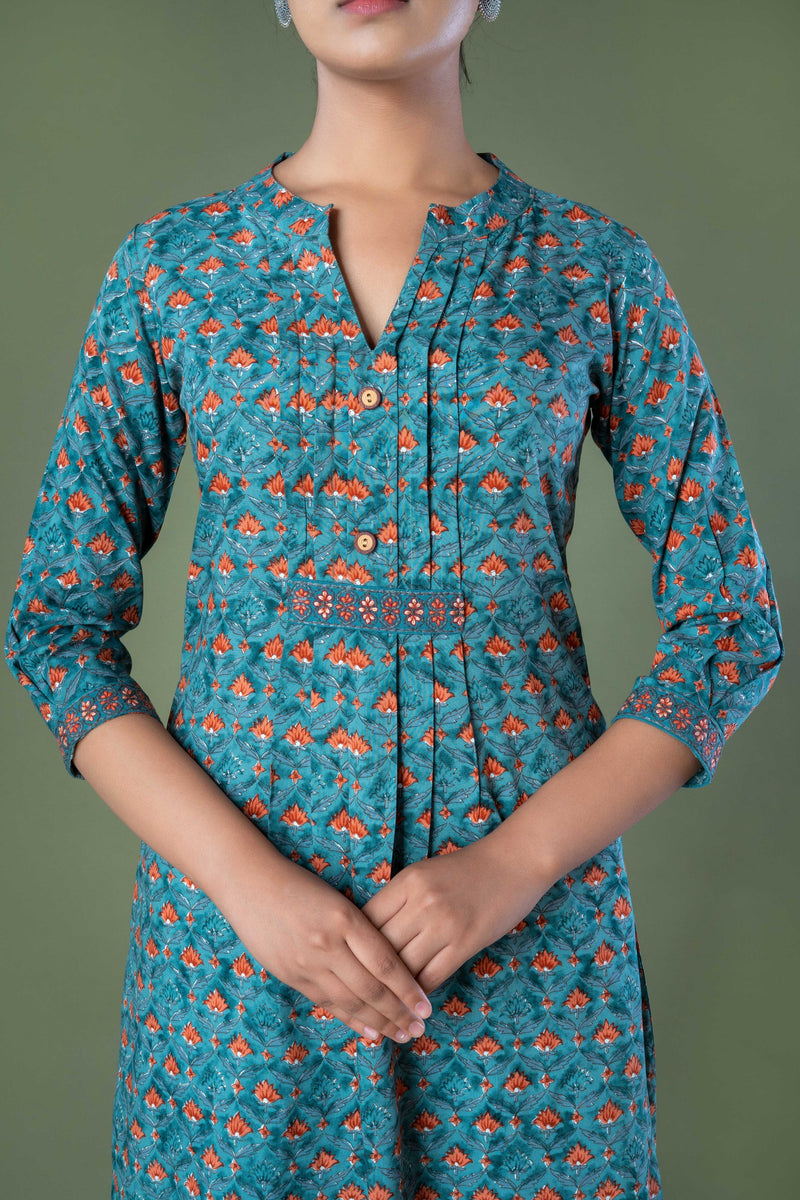 Fadat Hand Block Printed Indigo Natural Dyed Top